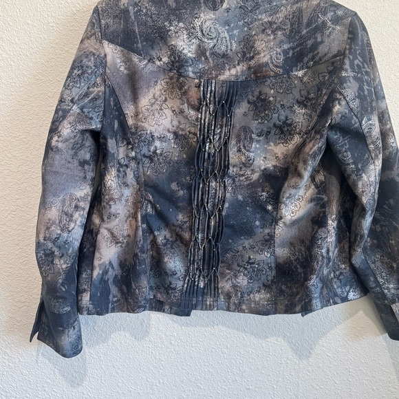 Coldwater Creek Womens Size 8P Dark Floral Whimsigoth Beaded Blazer Jacket Y2K - Picture 8 of 11